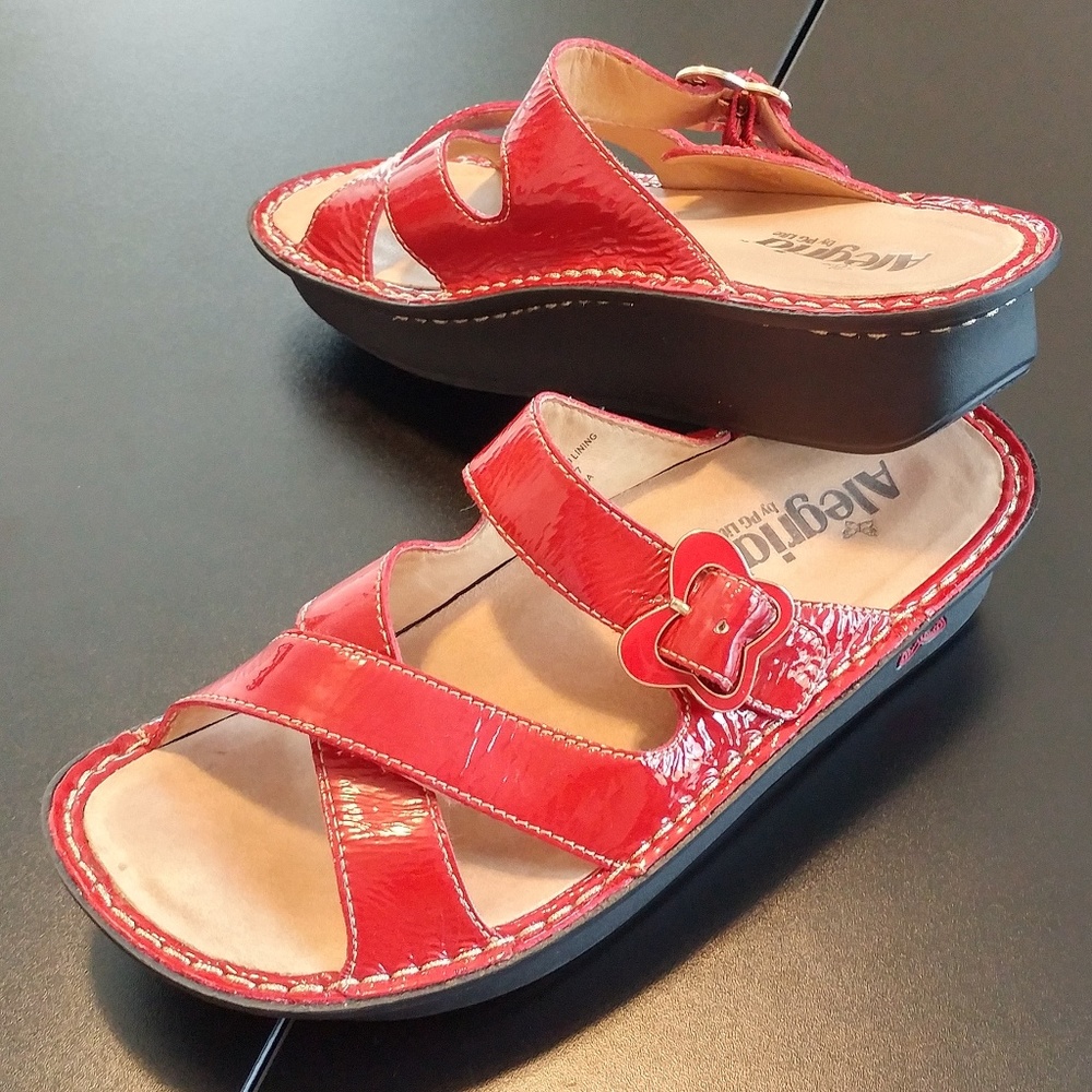 Red Patent Leather Alegria Sandals